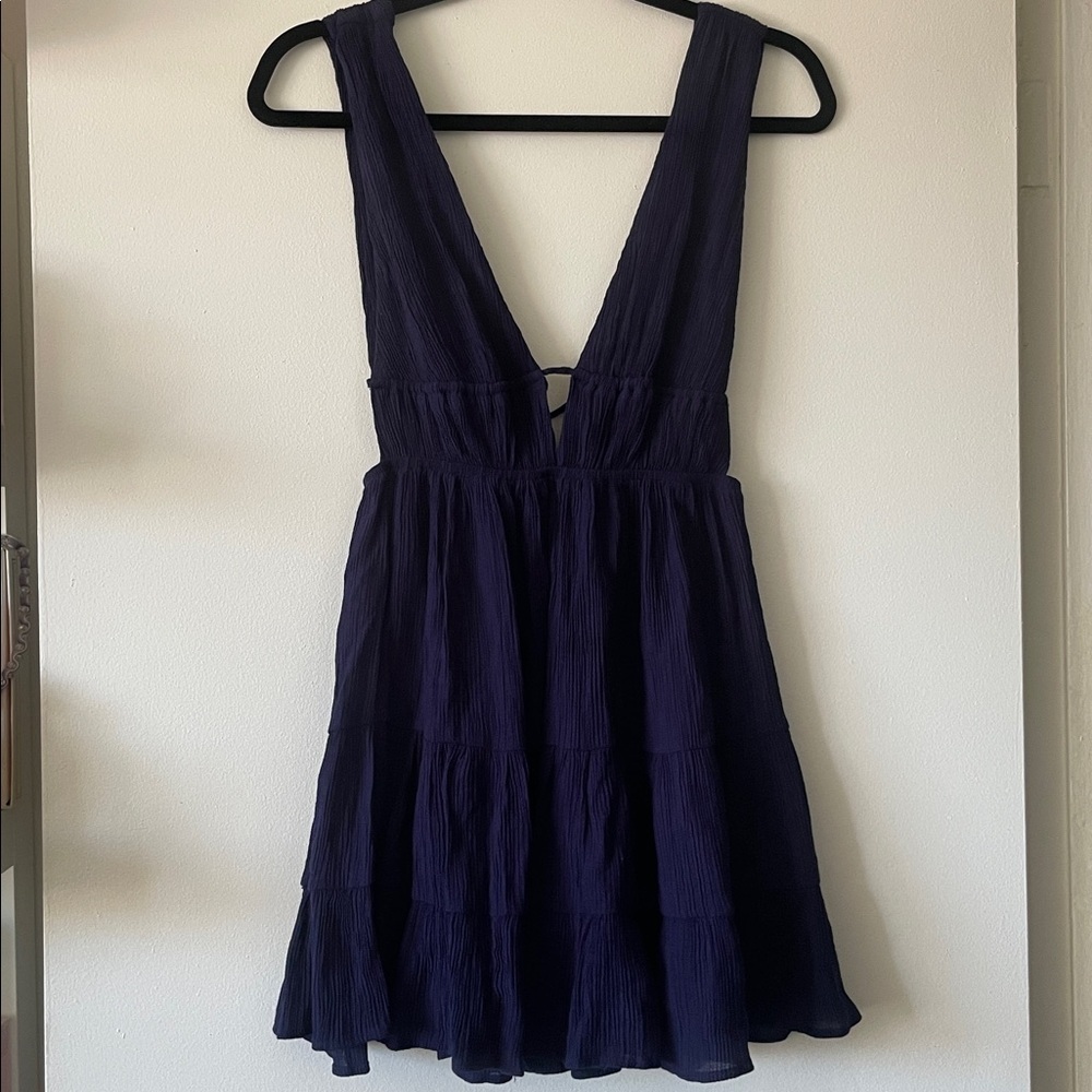 Cotton Candy LA Rich Navy Blue Textured Fabric dress